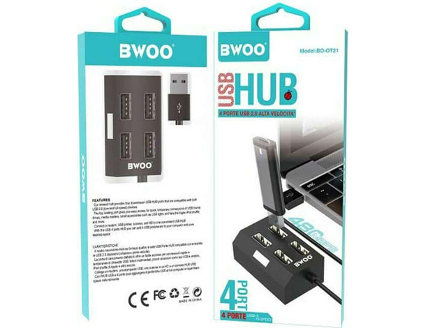 Hub 4 Porte USB 2.0 BO-OT21 Trasferimento Dati PC Laptop Mini Alta Velocità...