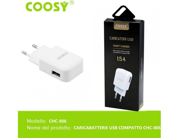 Caricabatterie da Muro Caricatore USB Spina Universale Smart Charger 1.5A...