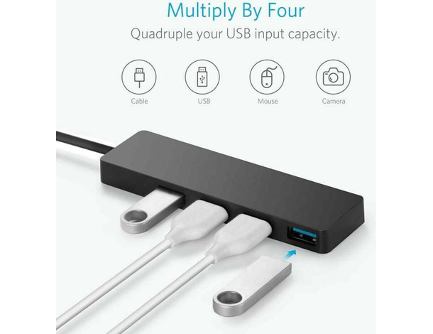Hub 4 Porte USB 3.0 Trasferimento Dati Computer PC Ultra Sottile Alta...