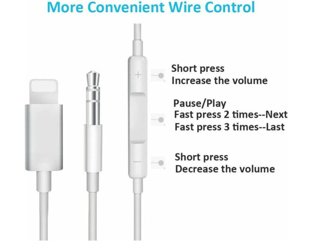 Cavo AUX Compatibile Iphone Device Casa Auto Attacco Lightning 8 Pin Jack 3,5...