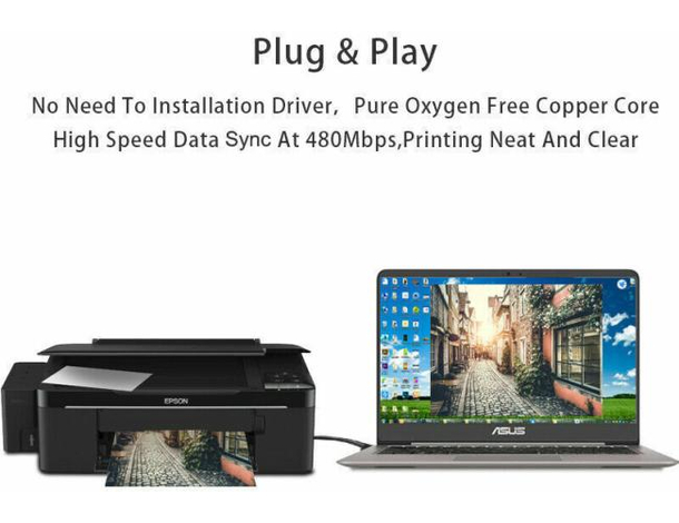 Cavo Stampante 3 Metri Collegamento Prolunga USB 2.0 da A-Maschio a B-Maschio...