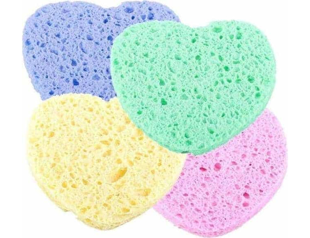 4x Spugnette a Forma di Cuore Struccanti Rimuovi Maschera Viso Make-up Donna