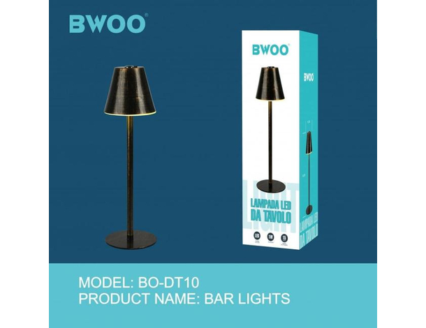 Lampada Led Abat-Jour in Metallo Senza Fili Ricaricabile 3 Intensità Touch...