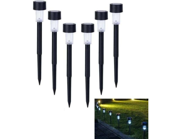 6x Faretti da Giardino con Picchetto Ricarica Energia Solare Luce Led Giardino