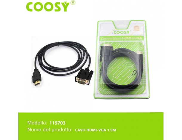 Cavo HDMI VGA 1.5 Metri Placcato Oro Connessione...