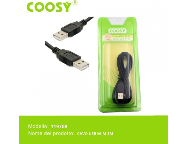 Cavo USB 2.0 Maschio Maschio 3 Metri Prolunga Estensione Collegamento...