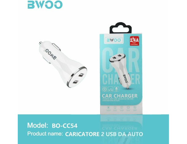 Doppio Caricatore Cellulare da Auto Presa Accendisigari USB 2.4A 12/24V CC54...