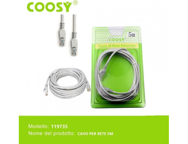 Cavo Ethernet Cat.5E Cavo di Rete LAN Internet RJ45 Alta Velocità 5 Metri 8