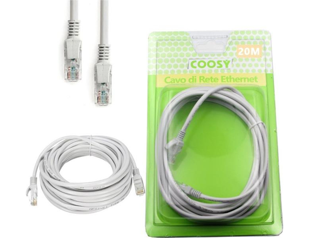 Cavo Ethernet Cat.5E Cavo di Rete LAN Internet RJ45 Alta Velocità 20 Metri 8