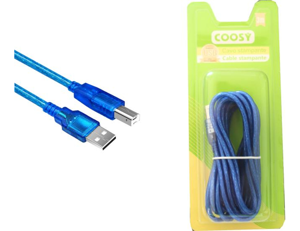 Cavo Stampante 1.5 Metri USB 2.0 Blu Alta Schermatura PC Notebook MAC Type-B...