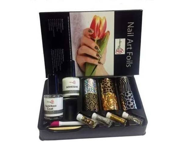 Fogli per Decorazione Unghie Adesivo Base Coprente Glitter con Spingi Cuticole