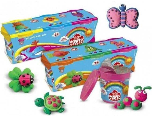 3x Barattoli Pasta per Modellare Didò 660gr Vari Colori Gioco Bambini Costruire
