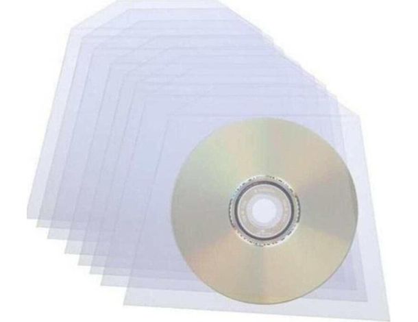 100x Bustine Porta CD Custodia Trasparente PVC DVD Vuote Con Aletta di Chiusura