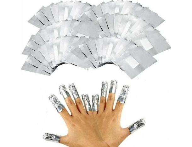 100x Fogli Alluminio Spugna Rimozione Smalto Gel Semipermanente Unghie Manicure