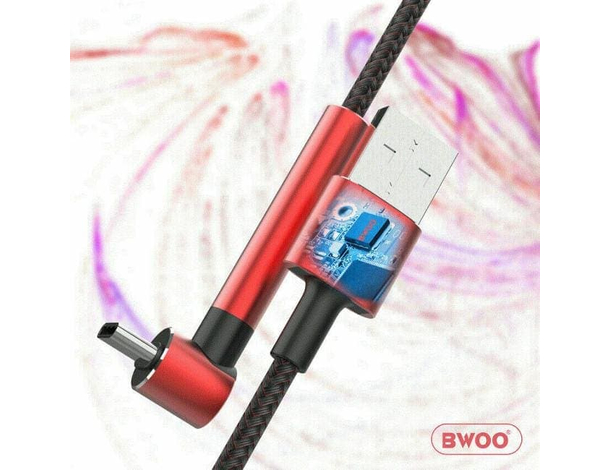 Cavo USB Ricarica Rapida Dati Supporto 90° Nylon Anti Strappo 2.4A 1 Metro 2