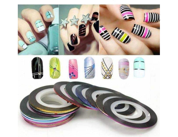 15x Strisce Adesive Rotolini Unghie Disegno Onicotecnica Estetista Manicure...