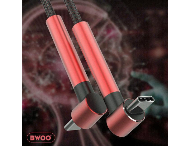 Cavo USB Ricarica Rapida Dati Supporto 90° Nylon Anti Strappo 2.4A 1 Metro 3