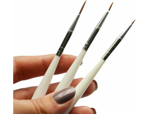 Kit 3 Pennelli Nail Art Manicure Pedicure Ricostruzione Unghie Disegno Estetista