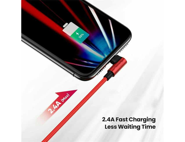 Cavo USB Ricarica Rapida Dati Supporto 90° Nylon Anti Strappo 2.4A 1 Metro 4