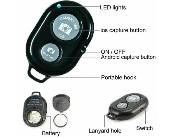 Telecomando Remoto Bluetooth per Smartphone Compatibile Android IOS Selfie...