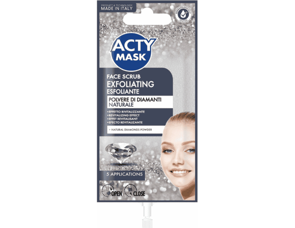 4x Scrub Viso Esfoliante 15ml Rivitalizzante con Polvere di Diamante Pelle Pura