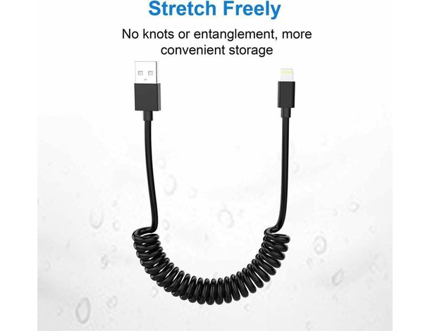 Cavo a Spirale Carica Rapida Trasferimento Dati USB Lightning 8 Pin 2.4A...