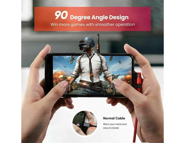 Cavo USB Ricarica Rapida Dati Supporto 90° Nylon Anti Strappo 2.4A 1 Metro 5