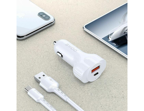 Caricabatterie Cellulare CC58 da Auto Presa Accendisigari USB Type-C 2.4A 30w...
