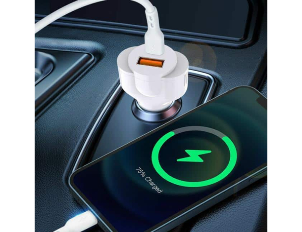 Caricabatterie Cellulare CC58 da Auto Presa Accendisigari USB Type-C 2.4A 30w...