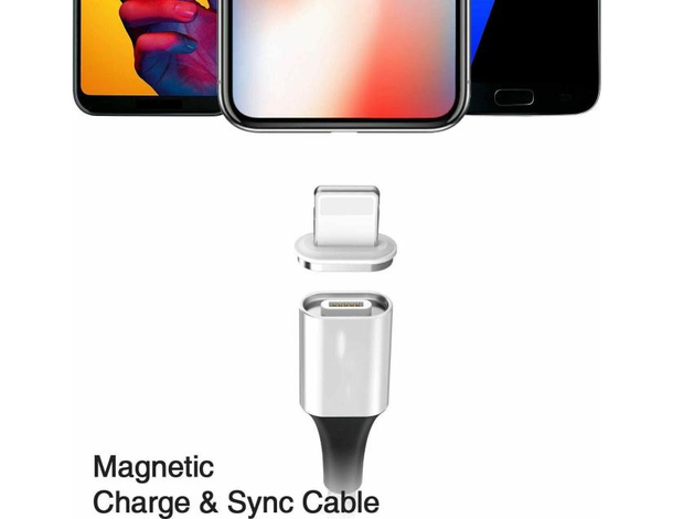 Cavo Magnetico 1m Lightning 8 Pin iPhone iOS Carica Trasferimento Dati Rapido...