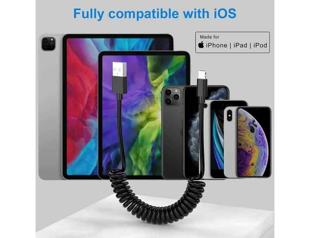 Cavo a Spirale Carica Rapida Trasferimento Dati USB Lightning 8 Pin 2.4A...