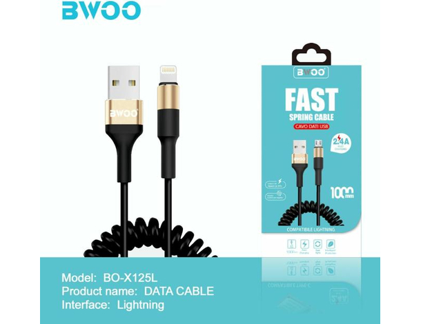 Cavo a Spirale Carica Rapida Trasferimento Dati USB Lightning 8 Pin 2.4A...
