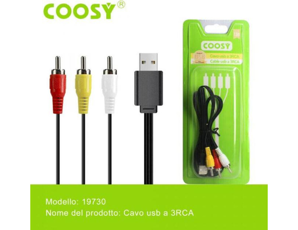 Cavo 3 RCA USB 1.5M Prolunga Audio Video Cavetto Stereo Composito Fotocamera...