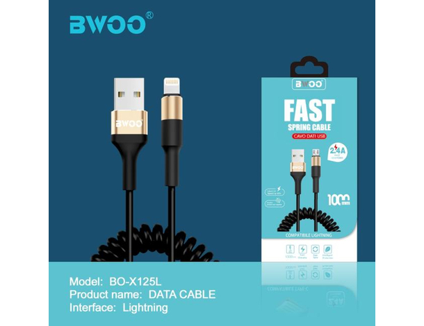 Cavo a Spirale Carica Rapida Trasferimento Dati USB Lightning 8 Pin 2.4A...