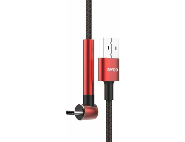 Cavo USB Ricarica Rapida Dati Supporto 90° Nylon Anti Strappo 2.4A 1 Metro
