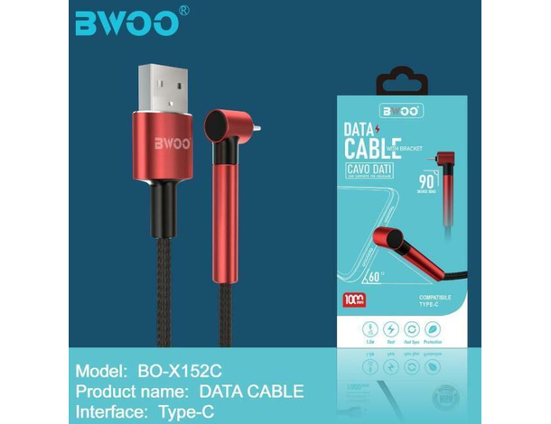 Cavo USB Ricarica Rapida Dati Supporto 90° Nylon Anti Strappo 2.4A 1 Metro 9