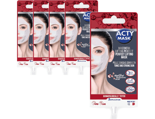 5x Maschera Viso Antirughe Acido Ialuronico e Collagene Crema Lifting Idratante