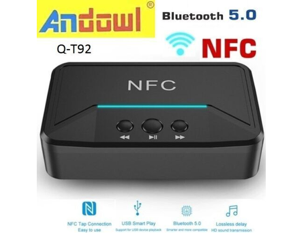 Ricevitore Bluetooth NFC Q-T92 Andowl Trasmissione Da Cellulare A Casse BT...