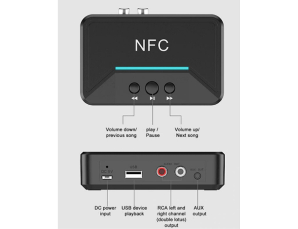 Ricevitore Bluetooth NFC Q-T92 Andowl Trasmissione Da Cellulare A Casse BT...