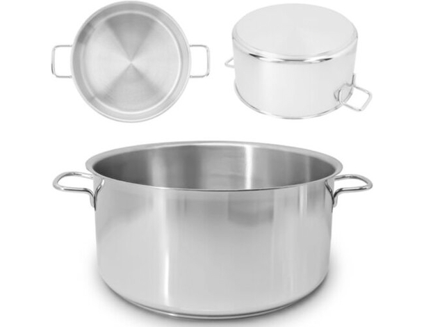 Casseruola in Acciaio Inox Fonda Pentola Bassa da 13.5cm a 31.5cm Gas...