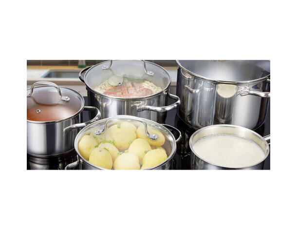 Casseruola in Acciaio Inox Fonda Pentola Bassa da 13.5cm a 31.5cm Gas...