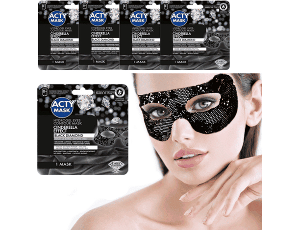 5x Maschera Viso Contorno Occhi Anti Borse Black Diamond Lifting Idratante