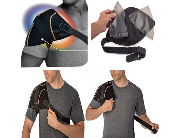 Fascia Tutore per Spalla in Gel Effetto Caldo Freddo Dolori Supporto Sport