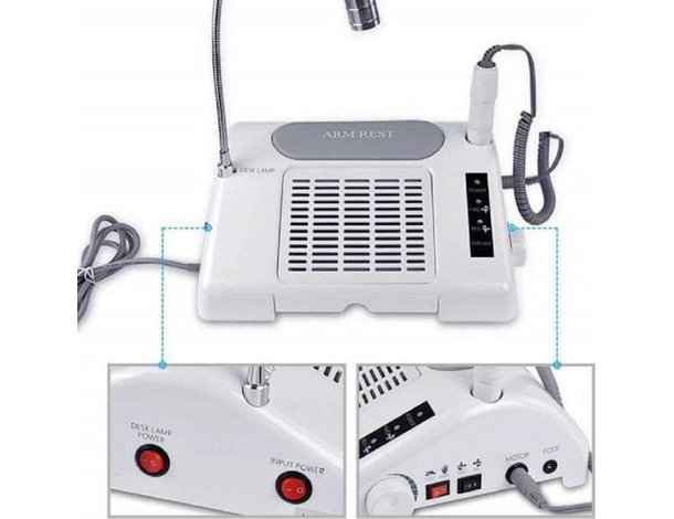 Fresa 3in1 Aspiratore Lampada a Led per Ricostruzione Unghie 35000rpm...