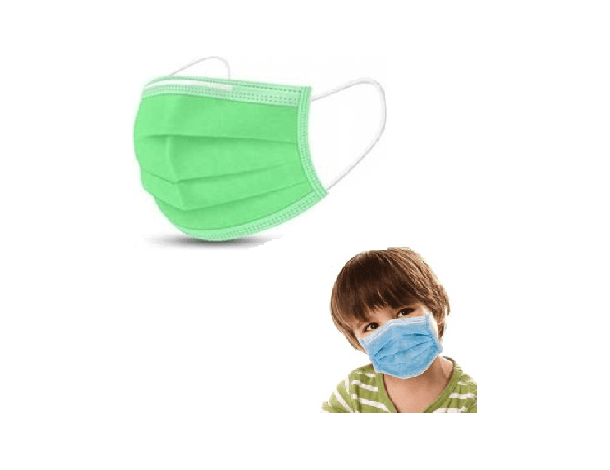 50x Mascherine Chirurgiche per Bambini  Certificate CE Verde Monouso Protettive