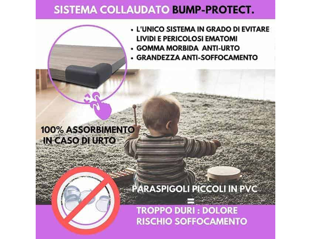 8x Paraspigoli Sicurezza Bambini 7x7cm Protezione Paracolpi Angolari Gomma...