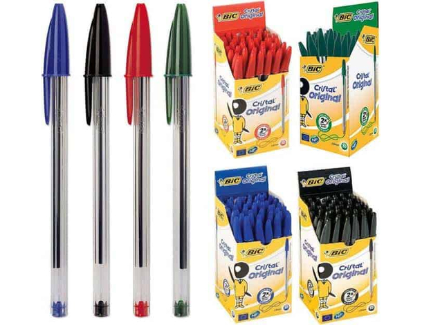 Penne a Sfera Bic Cristal Confezione 50pz Inchiostro Punta 1mm Scuola Ufficio...