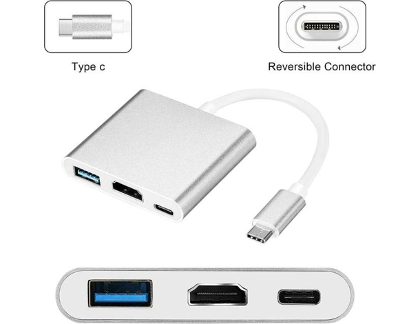 Adattatore da Type-C a HDMI Multi Porta USB 3.1 Audio Video Risoluzione 4K 2
