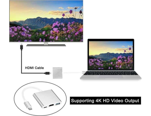 Adattatore da Type-C a HDMI Multi Porta USB 3.1 Audio Video Risoluzione 4K 5