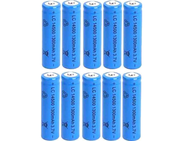 10pz Batteria Ricaricabile LC14500 1300mAh 3.7V Pile Ricaricabili Blu 14x50mm